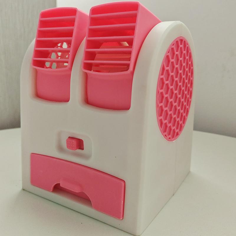 Mini-Klimaanlage, 3-in-1-Lüfter, Luftbefeuchter, Luftreiniger, USB/batteriebetriebener Luftkühler für Zuhause/Büro rosa