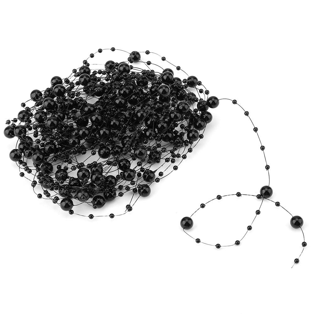 10M Angelschnur Künstliche Perlen Perlen Kette DIY Hochzeitsfeier Dekoration (schwarz) schwarz