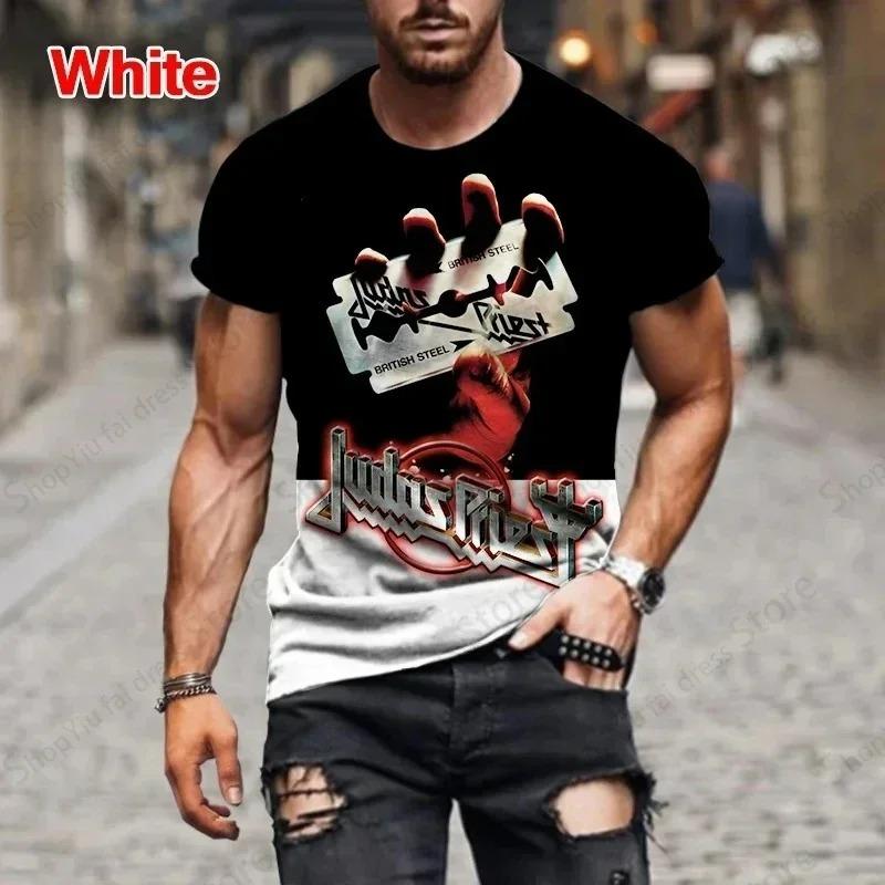 Rockband Herren T-Shirt 3D Judas Priest Druck T-Shirt Herren Damen Mode Kurzarm T-Shirt Hip Hop Oberteile T-Shirts Heavy Metal T-Shirt L