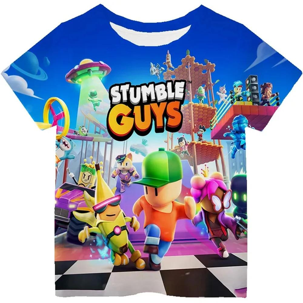 Stumble Guys Spiel 3D Gedruckt Kinder T-Shirt Kinder Kleidung Von 3 Zu 12 Jahre Tees Casual Tops Kleidung Für Mädchen jungen T-shirt 2024 160