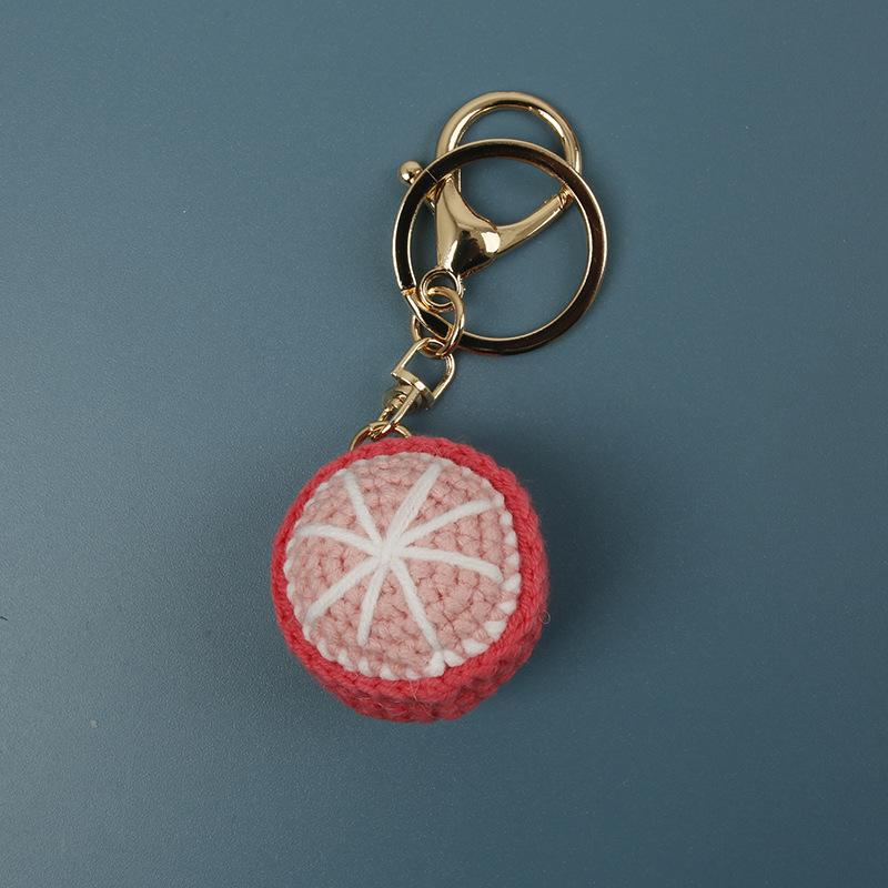 Niedliche Früchte-Serie Häkel-Schlüsselanhänger Handgemachte Gestrickte Früchte-Schlüsselanhänger Für Taschenanhänger Apfel-Schlüsselanhänger Benutzerdefinierte Accessoires gray