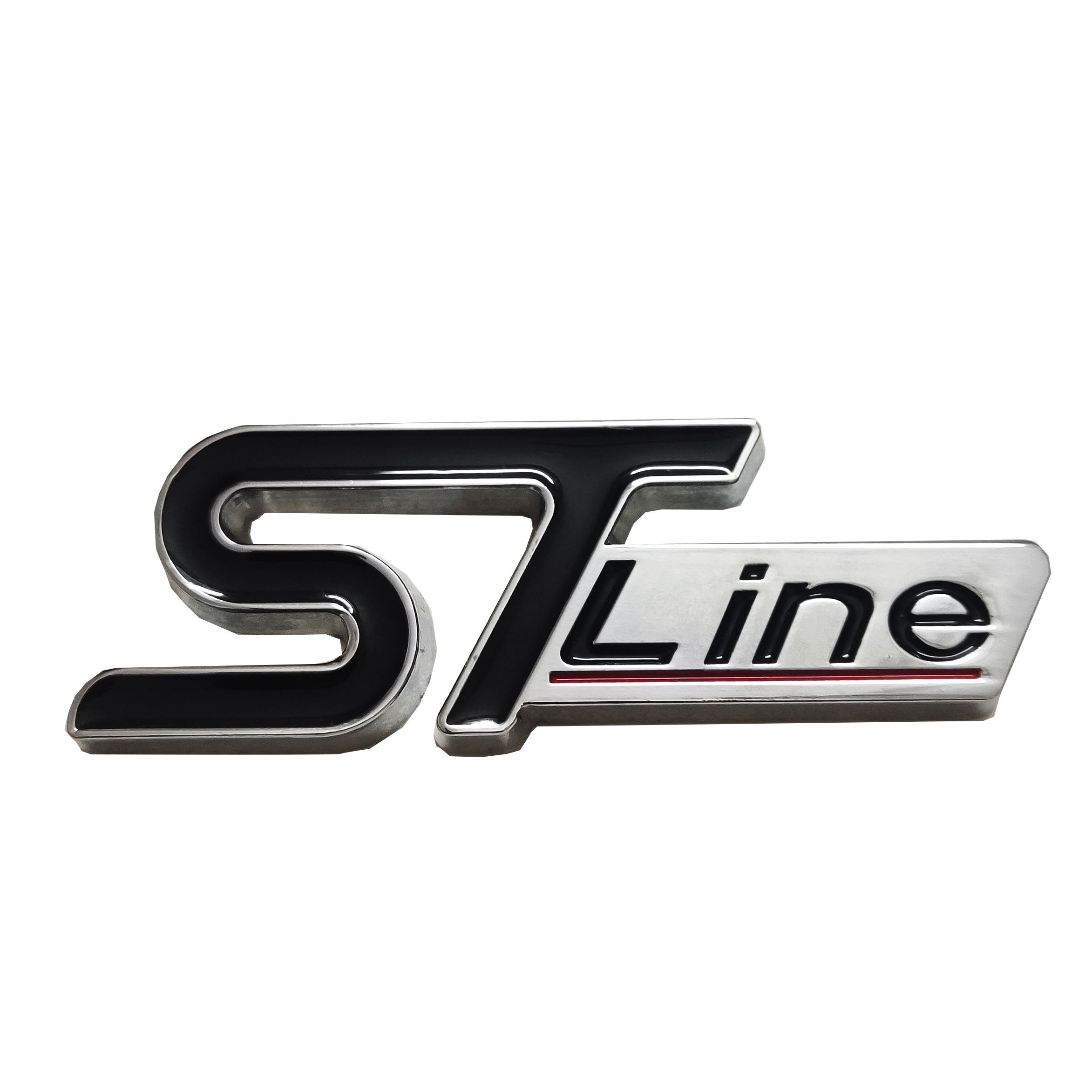 ST-Line Metall-Autoaufkleber für den mittleren Kühlergrill, Heck- und Kotflügel-Emblem-Aufkleber, anwendbar für Focus, Mondeo, Edge und Explorer schwarz/silber
