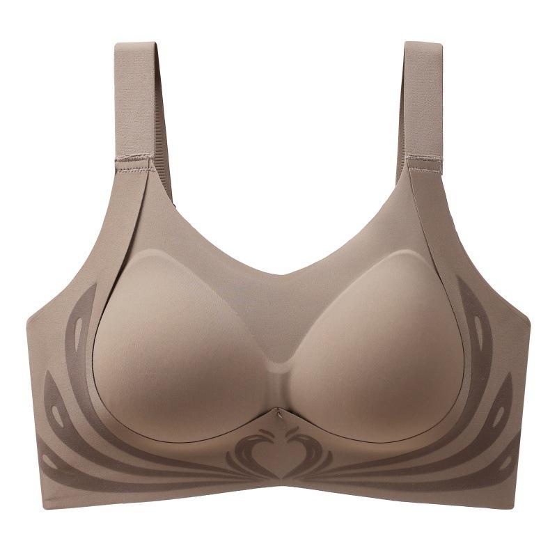 Nahtlose Unterwäsche für Damen in großen Größen, große Brust, gerafft, ohne Stahlring, Anti-Durchhang, dünner Vollschalen-BH 3XL = 42/95 dunkelbraune