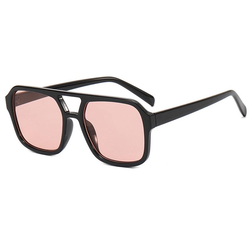 Hip-Hop-Sonnenbrillen Neue Sonnenbrillen mit Doppelstrahlrahmen Trend Damenbrillen Herren-Sonnenbrillen nicht polarisiertes Modeaccessoire rosa