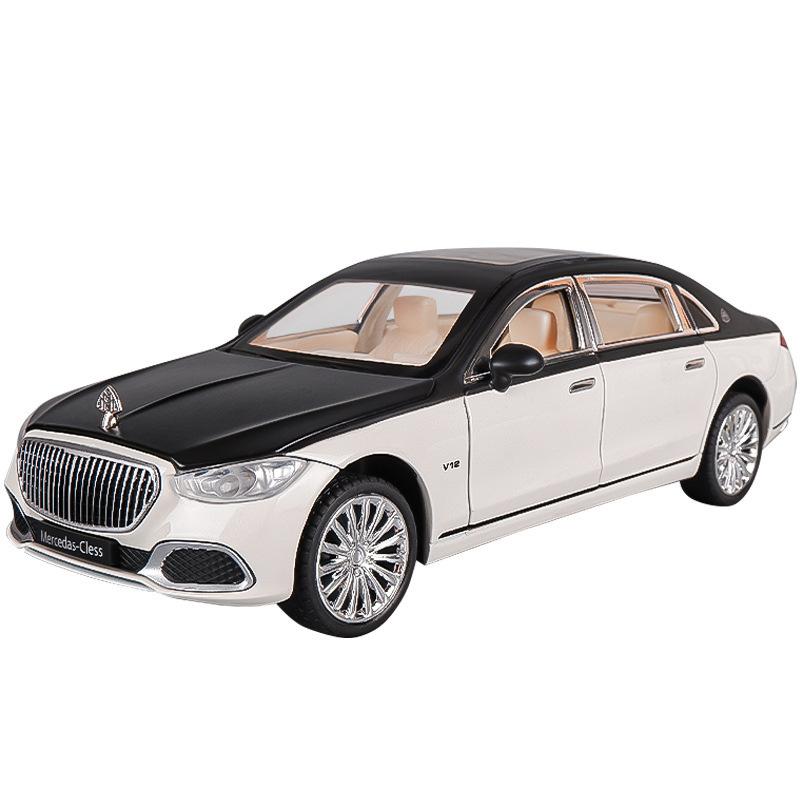 1/24 Benz Maybach S680 Legierung Auto Druckguss Metall Modell Sound & Licht Spielzeug Auto Zentrale Steuerung Ornamente Sammeln Kinder Spielzeug schwarz/weiß