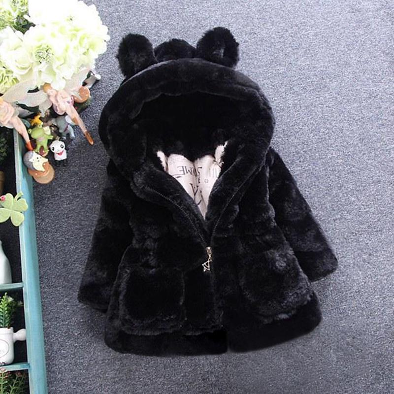 Winter Baby Mädchen Kleidung Faux Pelz Mantel Fleece Jacke Warme Schneeanzug Mit Kapuze Parka kinder Oberbekleidung Herbst Kleidung 80 schwarz