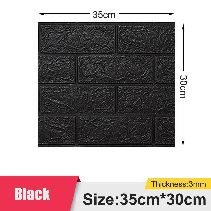1/5/10PCS 35*30CM Tapete Selbstklebende Wasserdichte Und Feuchtigkeitsbeständig 3D Dreidimensionale Schlafzimmer Hintergrund Wand Renovierung Schaum Ziegel 1pcs 35*30cm schwarz