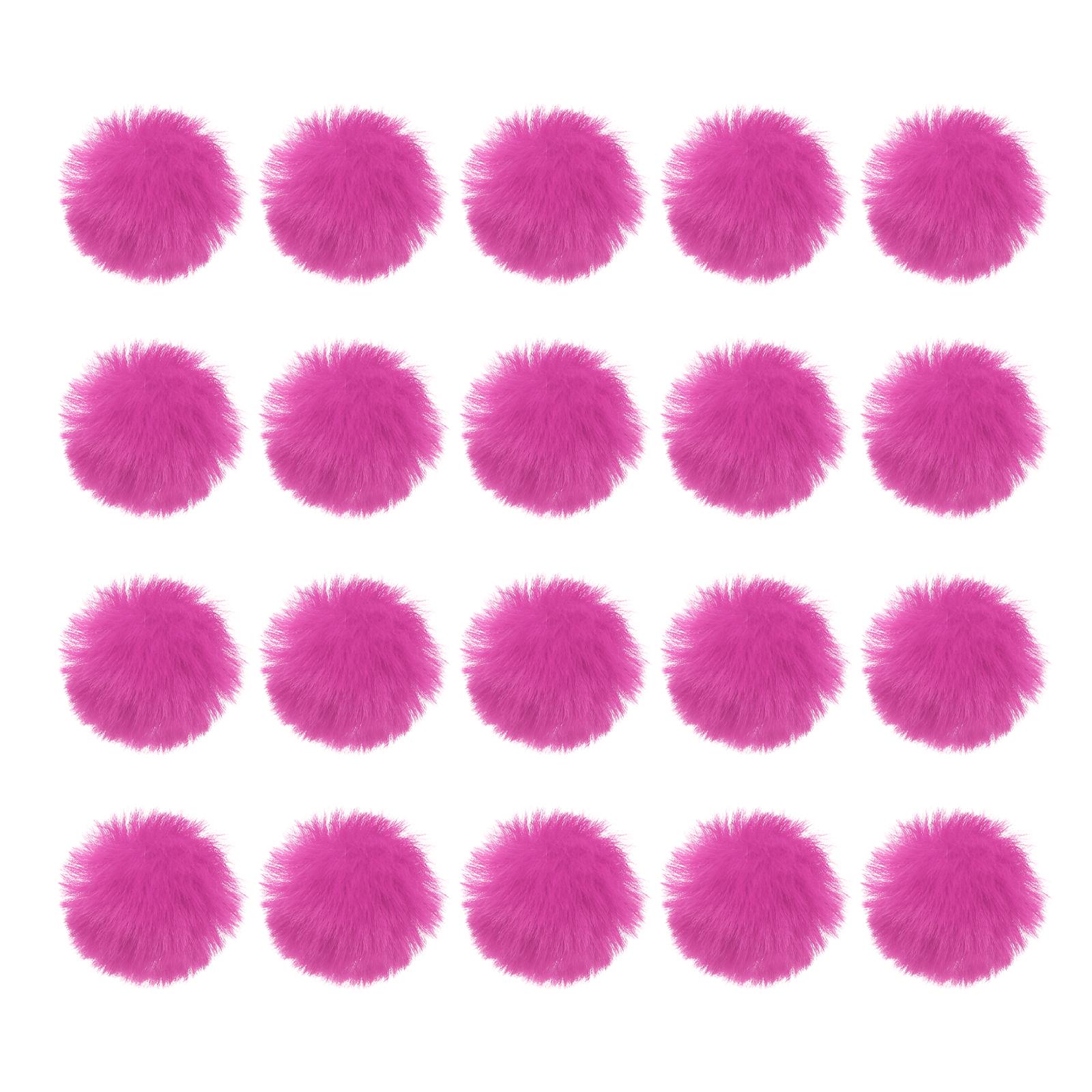 20 Stück Kunstpelz Bommel für Mützen Flauschige Weiche Pelz Bommel Bälle mit Elastischer Schlaufe für Schlüsselanhänger Strickmützen DIY Schals Handschuhe rose rot