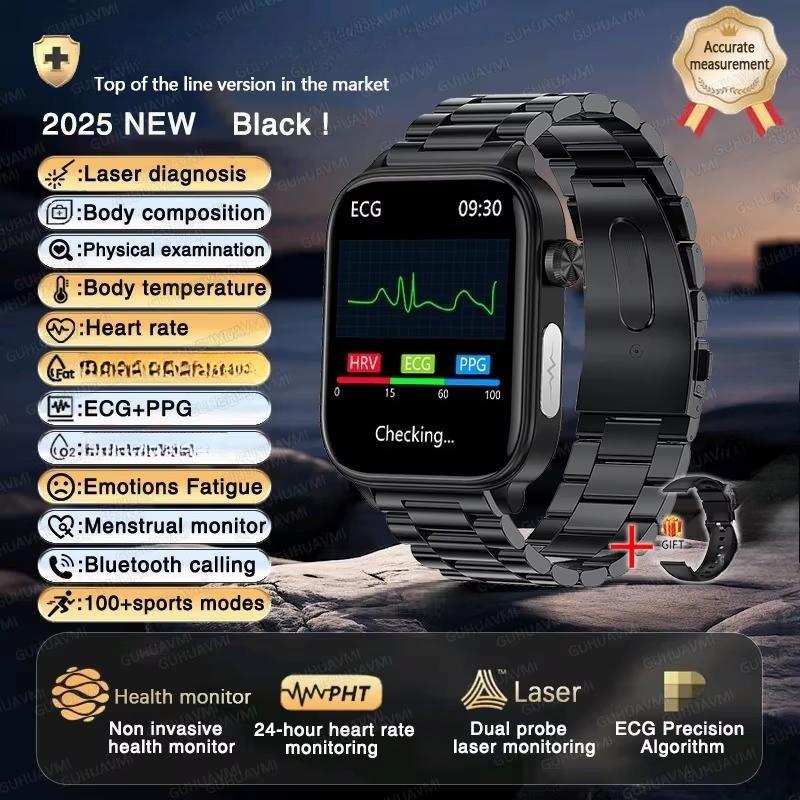 2026 Neue Smartwatch EKG+PPG Gesundheitsdiagnose Herren Damen Uhr Blutdruck Smartwatch Black-Steel