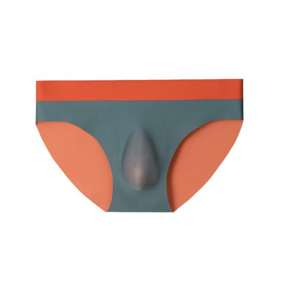 Herren Slips Mittelhoch Elastischer Bund Atmungsaktive Unterwäsche 3D U-Convex Schnitt Nahtlose Dünne Slips Alltagskleidung XXL orange