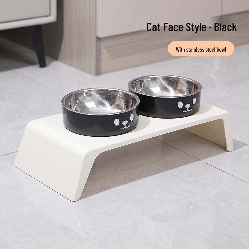 Haustier-Kippschutz-Doppelnapf: Edelstahl-Futter- und Wassernapf für Katzen und Hunde mit Nackenschutz. Individual Boxed