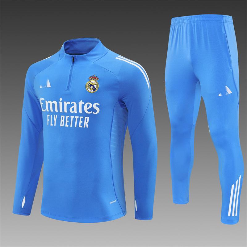 2426 Real Madrid Trikot Langarm Halbzip Vor dem Spiel Fußball Trainings-Trikot Auswärts-Trikot Erwachsenen Kurzarm Kinderanzug size 16