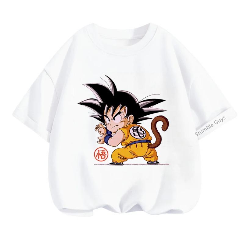 Sommer 3-14 Kinder T-Shirt Dragon Ball Z Son Goku Anime Teenager Kleidung Mode Lässiges T-Shirt Jungen Kleidung T-Shirt Kinder Oberteile 110 white