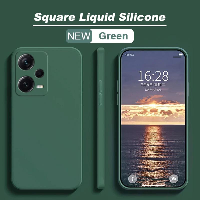 Redmi Note 12 Pro Hülle Quadratische Flüssigsilikon Handyhüllen für Xiaomi Redmi Note 12 Pro Plus Note 12S 4G Note12 5G Redmi 12 4G Soft Cover Redmi Note 12 5G Global dunkelgrüne