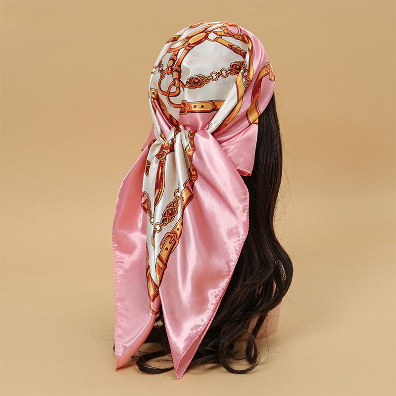 Luxus-Bandana Seide 90*90cm Quadratisches Tuch Damen Satin Schal Wickeltuch Hijab Damen Schals Haarband Handgelenk Kopftuch 90x90cm brown