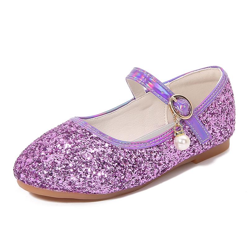 Mädchen Pailletten Prinzessin Schuhe - Frühling/Herbst, Ballerina für Tanz, Laufsteg oder Abendkleid. 23 violett