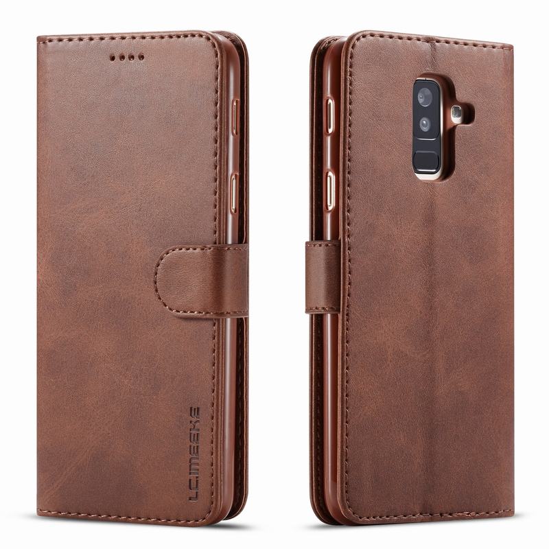 Für Samsung Galaxy A6 + 2018 Hülle Flip Leder Luxus Cover Samsung Galaxy J6 A6 Plus 2018 Hülle Vintage Wallet Book Design A600F J6 Plus 2018 braun