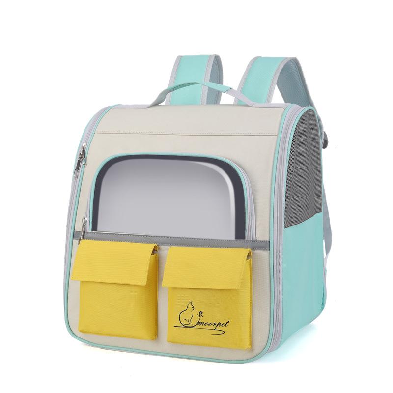 Katzen Tasche Tragbar Große Kapazität Haustier Tasche Für Unterwegs Kontrastfarbe Rucksack Katzen Rucksack Tragbar Atmungsaktiv Katzen Tasche 38*38*28cm white