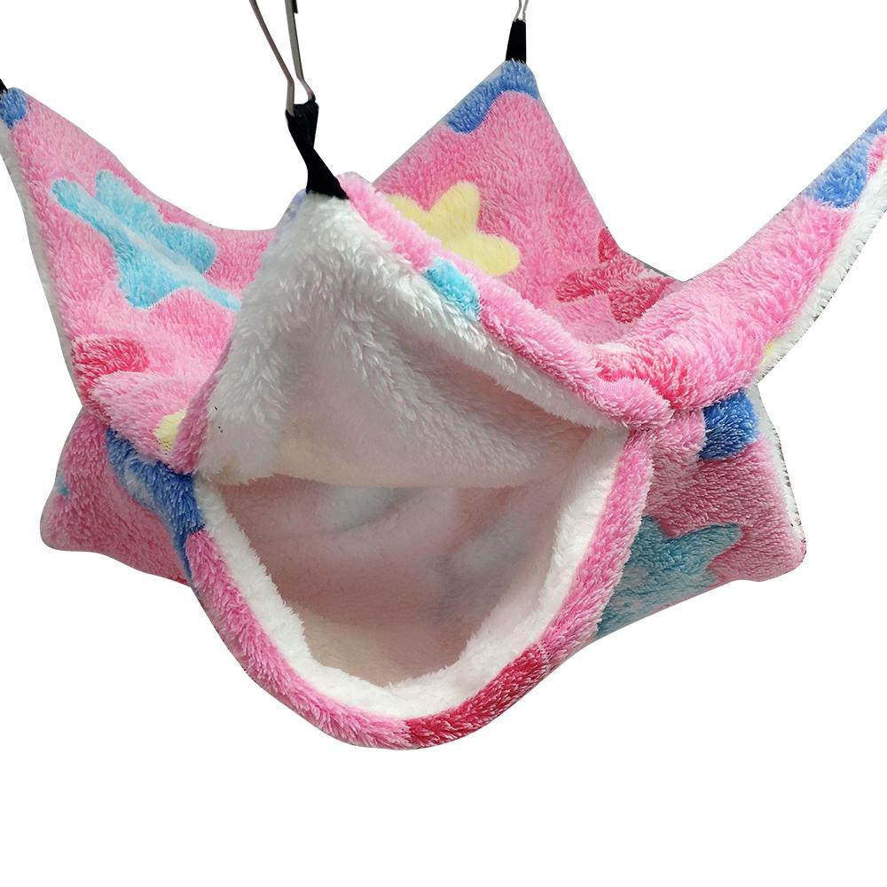 Haustier Doppelschicht Plüsch Hängematte Warm Hamster Hängendes Bett Hängendes Bett für Katze Nagetiere Hängematte für Hamster Haustierbedarf 20x20cm dunkel rosa