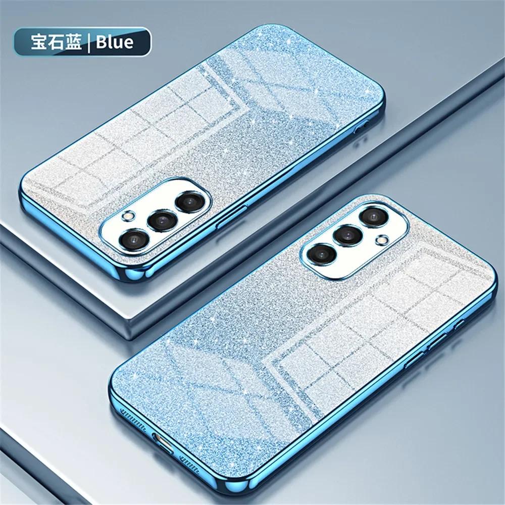Luxus Glitzer Bling Weiche Silikon Handyhülle für Samsung Galaxy S26 Ultra S26 Pro S25 Edge Plus S24 FE S23 S22 Stoßfester Bumper Cover Funda For Samsung S23Plus blau
