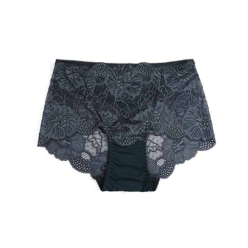 Damen Sexy Spitze Slips Blumen Stickerei Unterwäsche Mittelhoch Taille Po Lift Nahtlose Slips Übergröße Elastizität Slip XXL grün