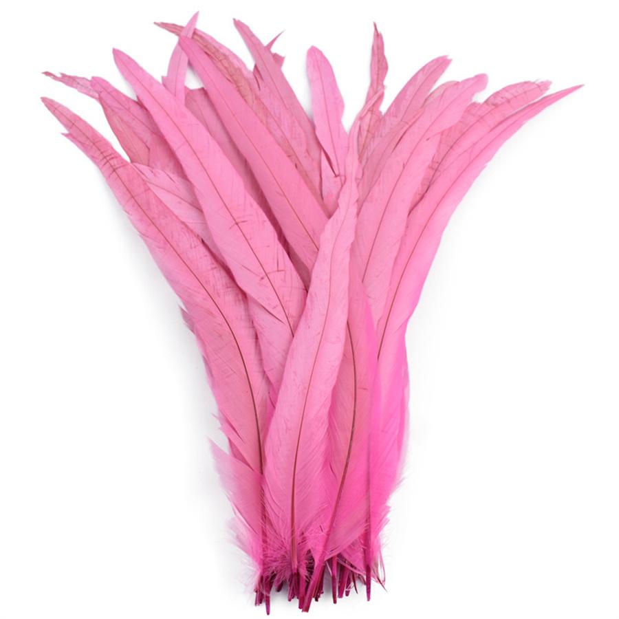 100 Stück 25-40 cm Hahnenfedern Hochzeit Basteln DIY Naturfeder Handarbeit Party Feder Karneval Kopfschmuck Dekoration 30-35cm rosa