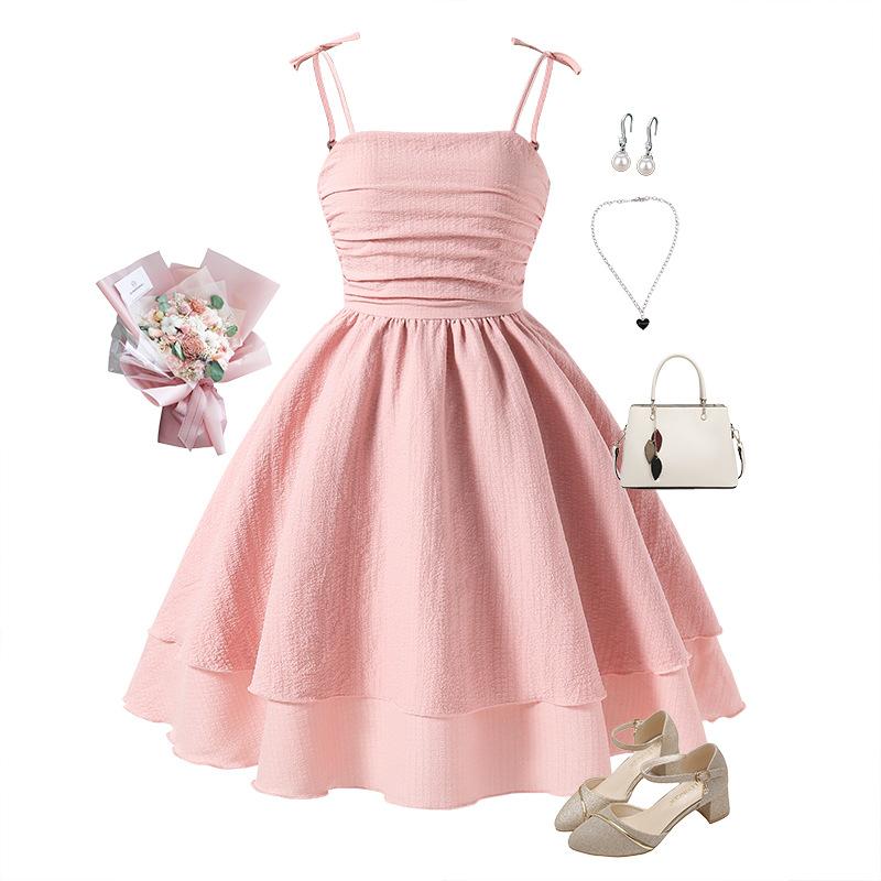 Mädchen Kleider Kinderkleidung Frühling Sommer Camisole Prinzessin Kleider 160cm rosa