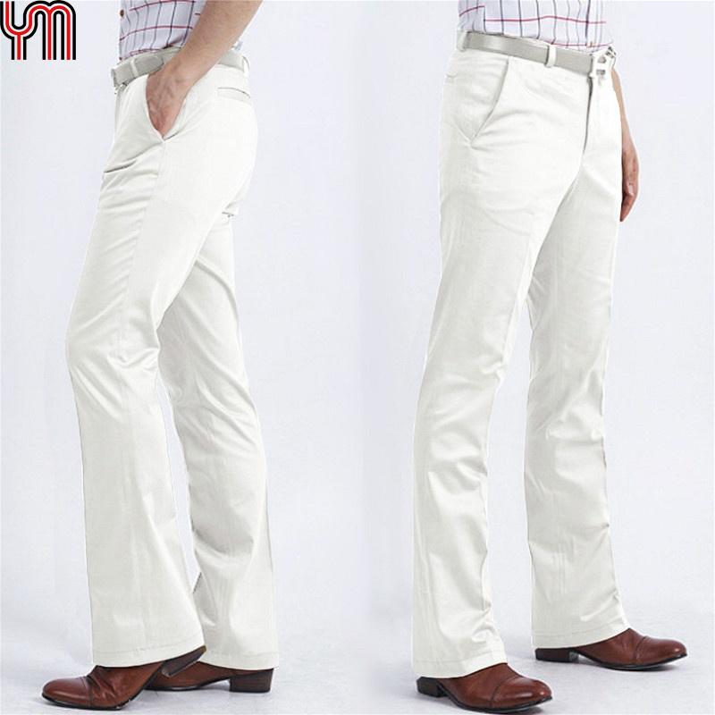 Herren Bell-Bottom-Hose im 60er- und 70er-Jahre-Stil, Vintage-Stil, Schlaghose, ausgestelltes formelles Kleid, weites Bein, schlanke Hose 30 weiß