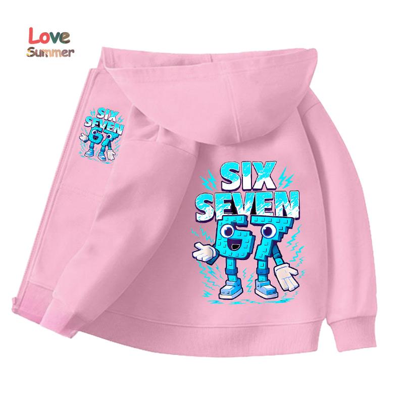 Jungen Mädchen Unisex Jacke 67 Reißverschluss Hoodie Six Seven Italian Brainrot Steal A Brainrot Kapuzenpullover Lässiges Dünnes Oberteil Kinderbekleidung Geschenk 140 pink