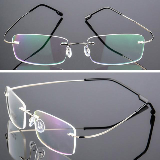 Titanlegierung Superelastische Randlose Brille Männer Frauen Unisex Rahmenlose Brillen Mode Business Brillen Schutz Auge silber