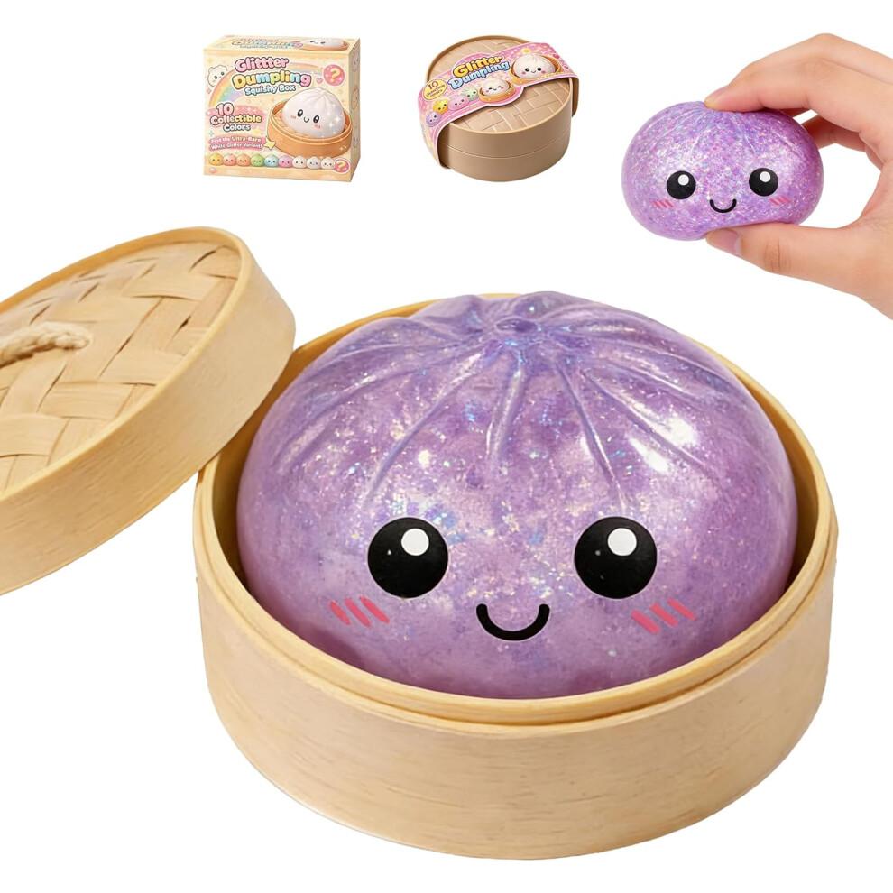 (lila) Glitzer Knödel, Glitzer Knödel Squishy Box, Angstlinderung Fidget Sensorisch Weicher Knetmasse zum Ausdrücken Entspannung Teig Stress Geschenke (blau)
