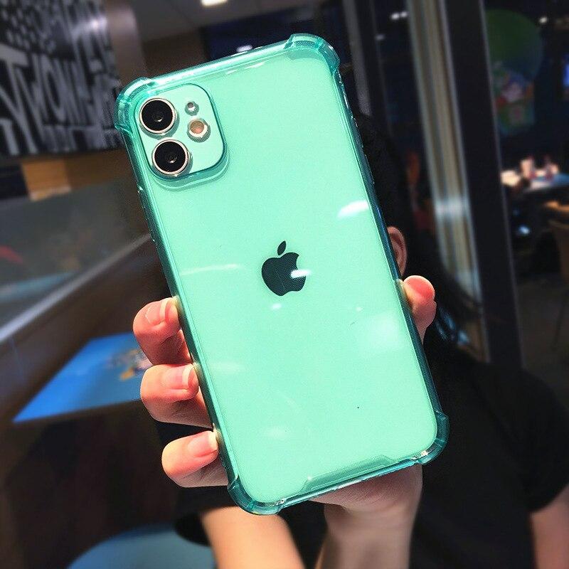 Stoßfeste transparente TPU-Abdeckung für iPhone 15 14 13 Pro Max 12 Mini Handyhülle für iPhone 11 Pro Max Xs XR X 7 8 Plus 6 6s Soft Cover iPhone 12 Mini grün