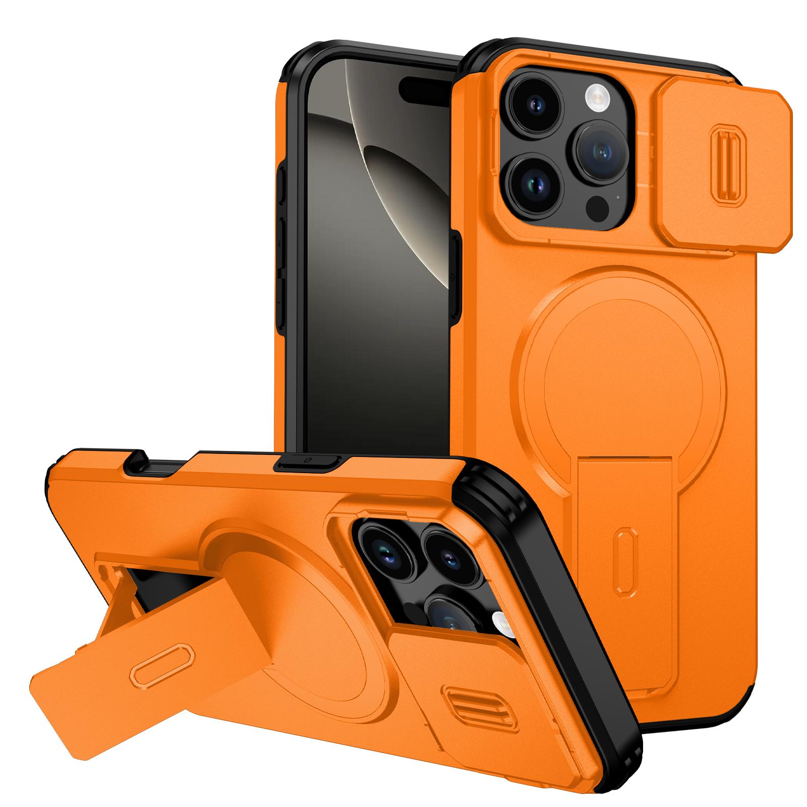 Ständer Drehbar Schiebe Kameraobjektiv Hülle für Iphone 17 Pro Max Air 16e 15 14 Plus 16 12 13 Pro Iphone17 Hülle iPhone 16 Pro Max orange