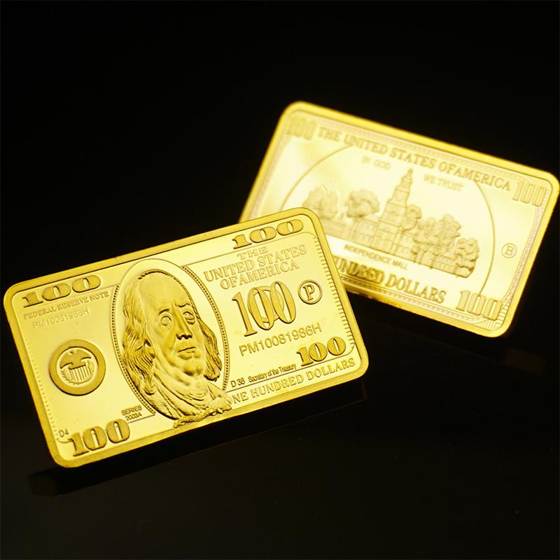Usa 100 Dollar Bullion 24K Goldbarren Amerikanische Metallmünze Goldbarren Usd Mit GIF