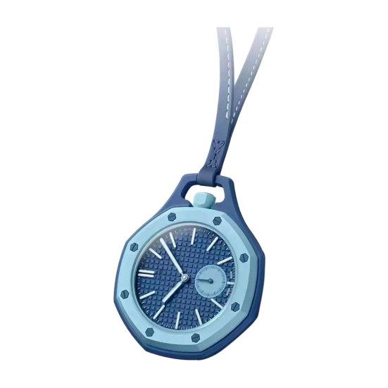 Bunte achteckige Taschenuhr Mechanische Quarz-Analoguhr Hohlgehäuse blau