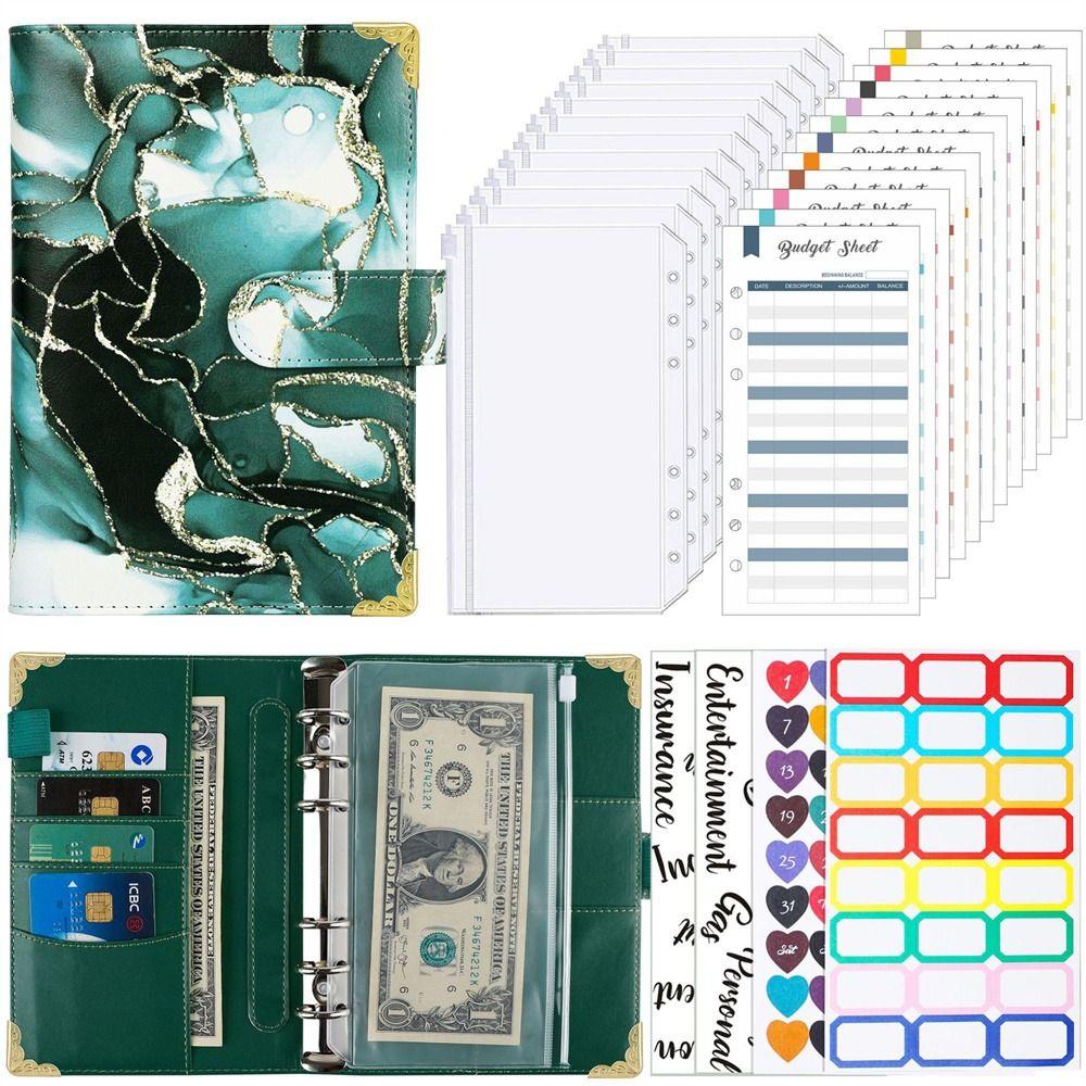 Taschen Bargeld Umschläge Bill Organizer Binder Notebook A6 Notebook Budget Binder Planer Binder Green set