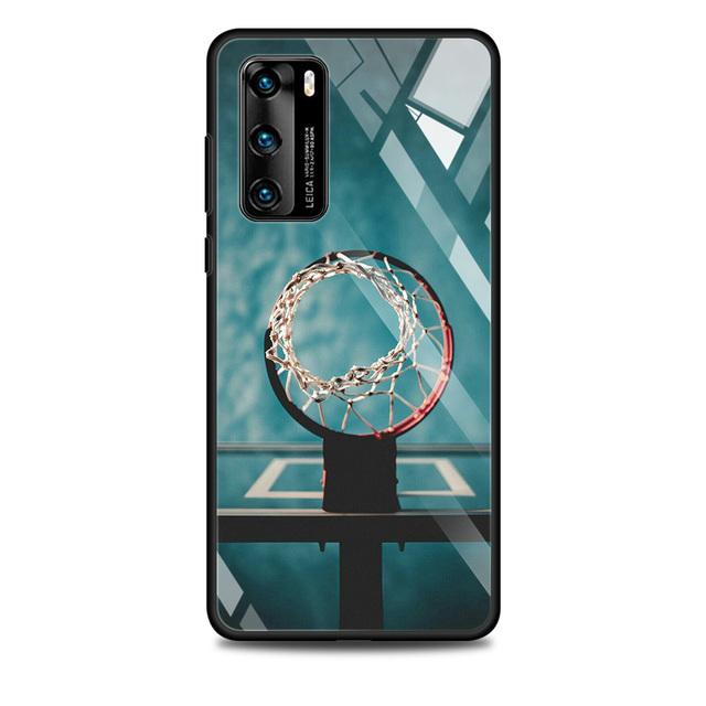 Basketball Korb Rückwand Glas Fall Für Huawei P30 P40 P20 P10 Lite Pro Plus 5g P Smart 2019 2020 2021 zurück Abdeckung Telefon Shell Huawei P40 Lite E