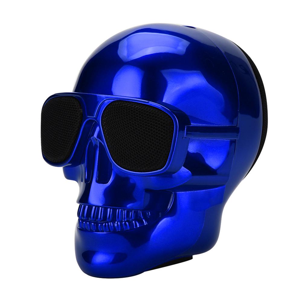 Plating Skull Tragbarer kabelloser Bluetooth-Lautsprecher Mini-Subwoofer Stereo mit DSP-kompatiblem Telefon/PC Outdoor-Auto-wasserdichtem Audio blau