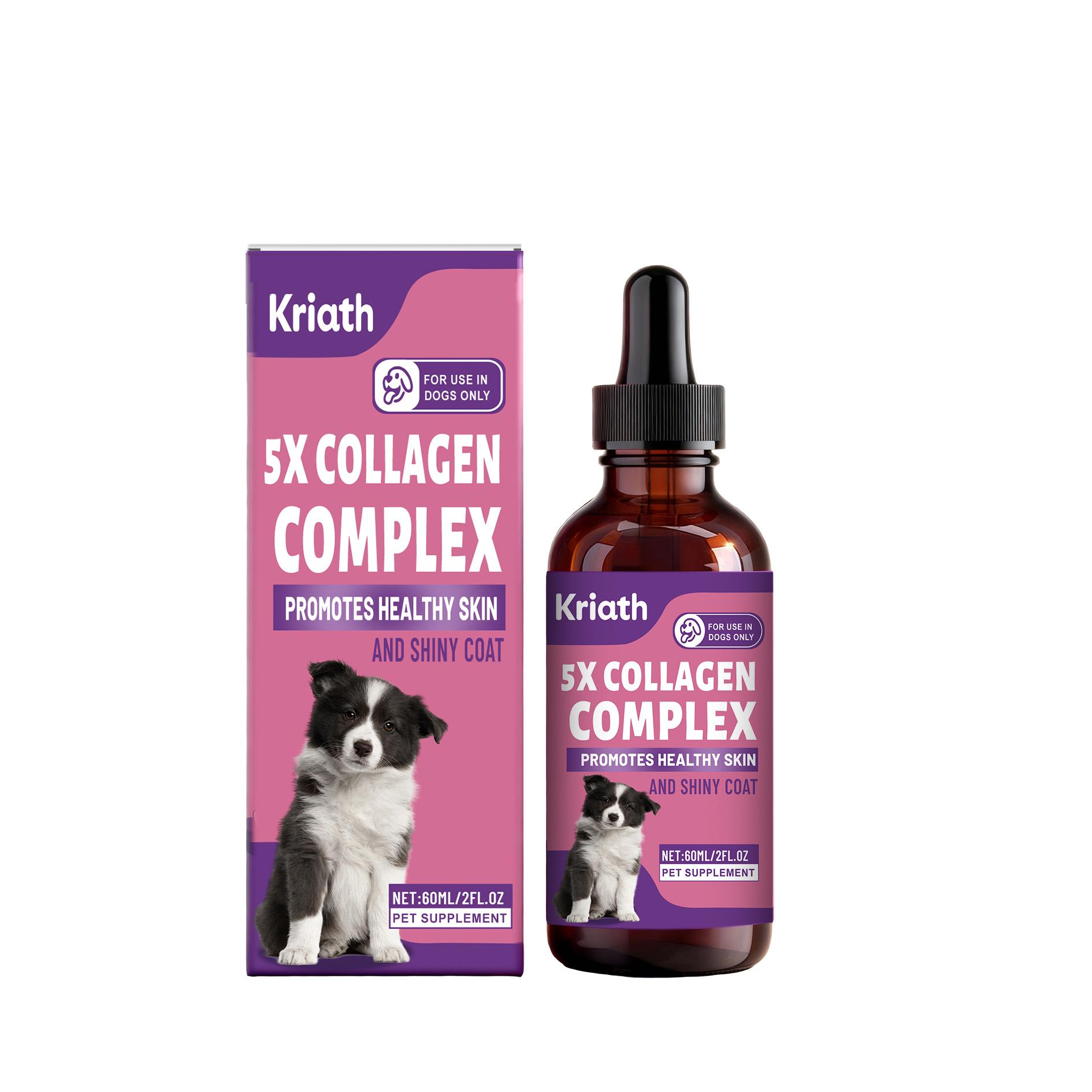 Kriath Hund Kollagen Tropfen 60ml - Sanfte Formel, Geeignet für Hunde Gelenk- und Knorpelgesundheit, Nahrungsergänzungsmittel für Fell- und Hautpflege
