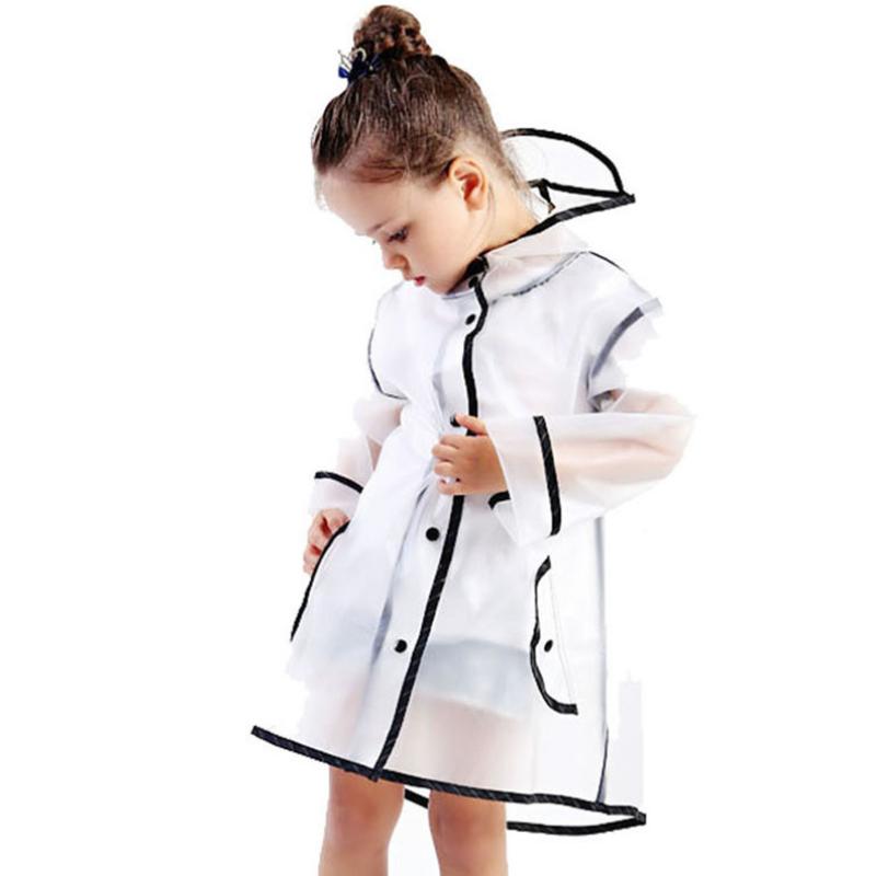 Wasserdichter Regenponcho für Kinder, transparente Schutzhülle für Kinder mit Kapuze, Regenbekleidung 3-6Y weiß