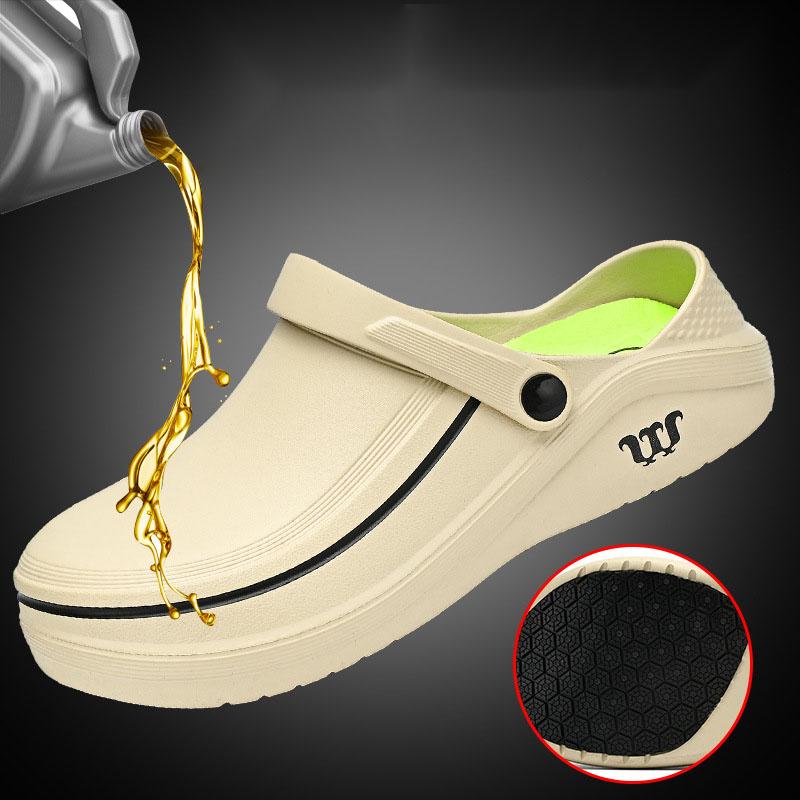 EVA-Kochschuhe, leichte Arbeitsschuhe, rutschfeste Outdoor-Sicherheitsschuhe, wasserdicht, bequeme Wanderschuhe, ölbeständig für die Küche 42 beige