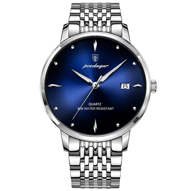 Luxus Herren Armbanduhr Wasserdicht Leuchtend Wochenanzeige für Herren Edelstahl Herren Quarzuhren
