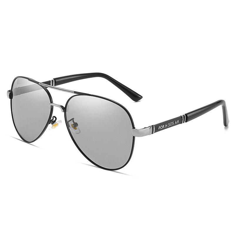 Photochrome polarisierte Sonnenbrille für Herren mit Metallrahmen, modisches Design, Pilotenbrille für Männer, UV400-Schutz, blendfreie Autofahrer-Sonnenbrille