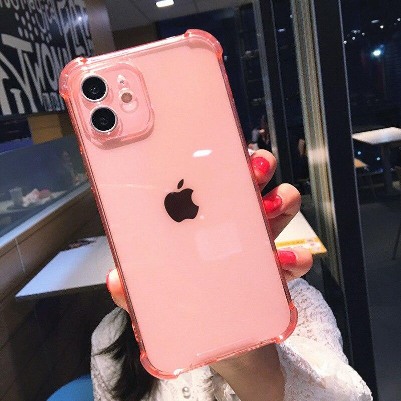 Stoßfeste transparente TPU-Abdeckung für iPhone 15 14 13 Pro Max 12 Mini Handyhülle für iPhone 11 Pro Max Xs XR X 7 8 Plus 6 6s Soft Cover iPhone 11 Pro Max rosa