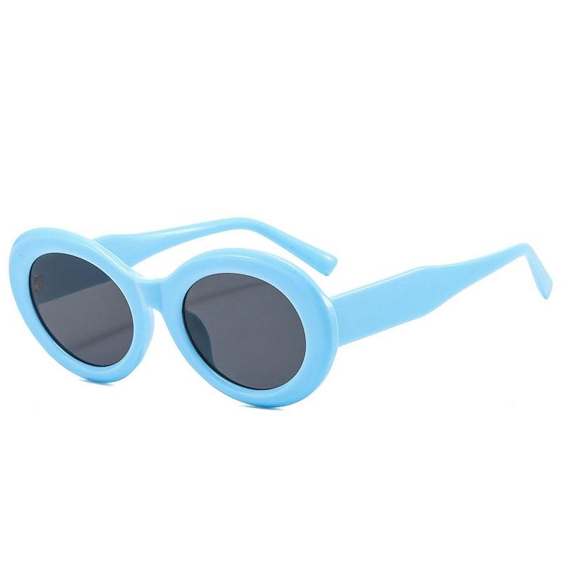 SO&EI Retro Ovale Sonnenbrille Damenmode Blau Grautöne UV400 Trendige Herren Markendesigner Runde Sonnenbrille