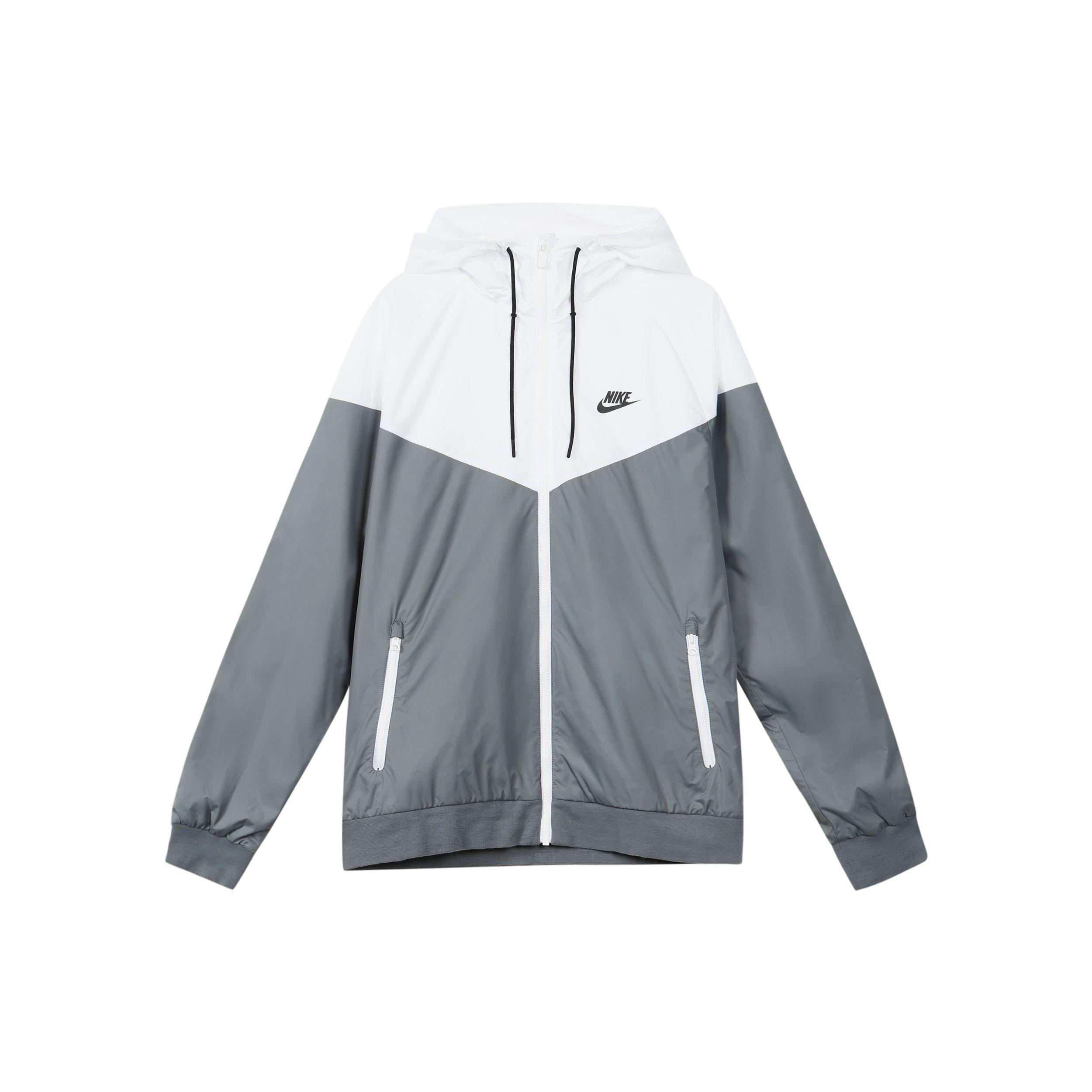 Nike Zip-Up Langarm Kapuzenjacke mit kleinem Logo-Print Herren Jacken Grau 727325-084 S