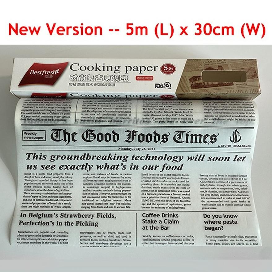 5 m * 30 cm Pergamentpapier, fettbeständig, Korbeinlage, Ölpapier, Brot, Sandwich, Burger, Pommes frites, Wrapper, Backwerkzeuge weiß