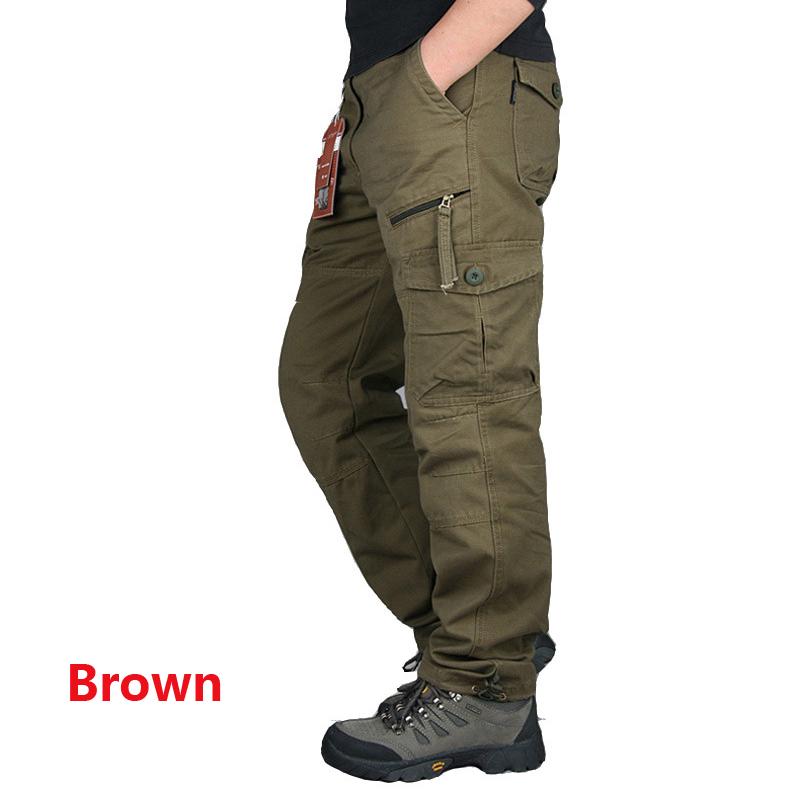 Neue Mode Für Männer Baumwolle Casual Arbeit Hosen Cargo Hosen Männer Outwear Multi Tasche Taktische Militärische Armee Gerade Hosen Hosen hosen XXL braun