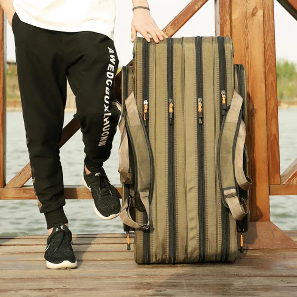 Multifunktionale Hartschalen-Spinnfischen-Rutentasche 2/3/4 Lagen 80-130cm 1680D Oxford Angelrolle Ausrüstung Outdoor Jagd Aufbewahrungskoffer 4 layer 100cm