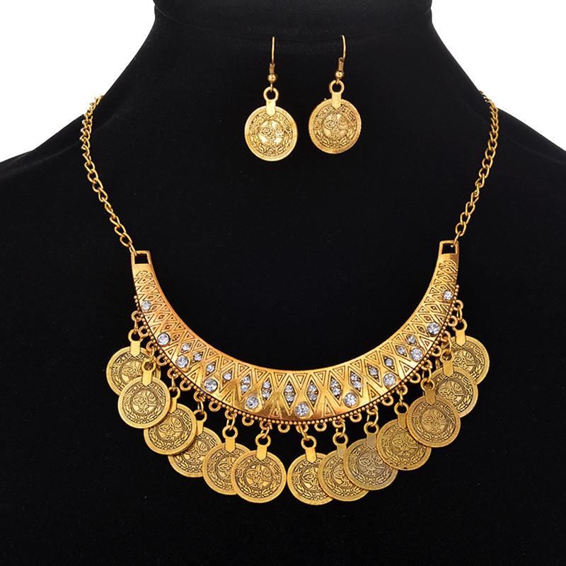 Vintage Gold Münze Halskette, Münze Schlüsselbein Kette, Ethno Tourismus Schmuck, Accessoires One Size gold